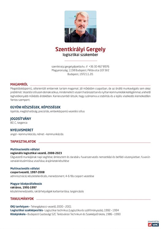 2. sablon: középre zárt, piros címsorok